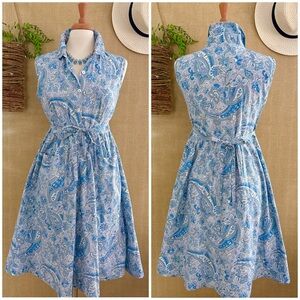 April Cornell Cottagecore Dress Cotton Farm Prairie Garden Girl Pockets Blue